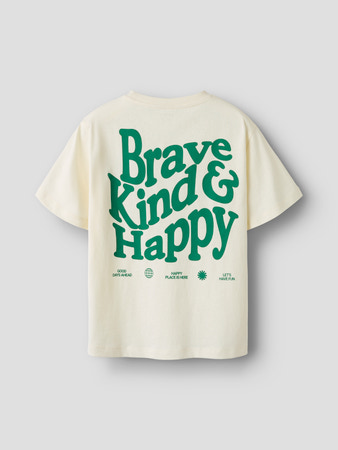 NAME IT T-shirt Keanu Egret Brave Kind & Happy