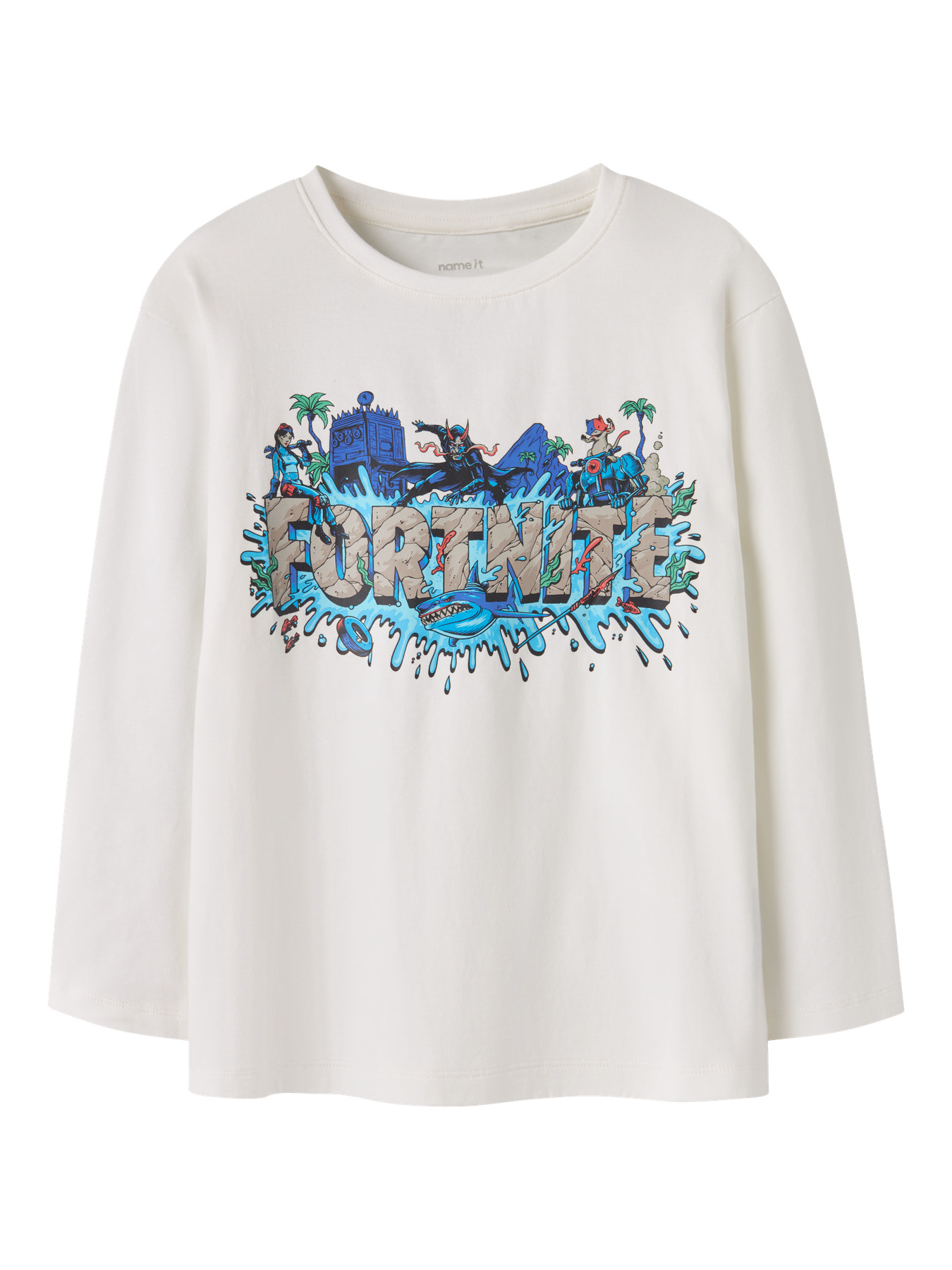 Name It Bluse Cloud Dancer Med Fortnite Print - Str. 6y 116cm