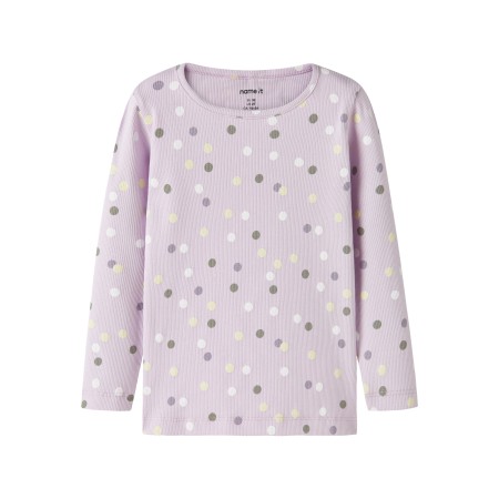 NAME IT Rib Bluse Dottia Lavender Fog