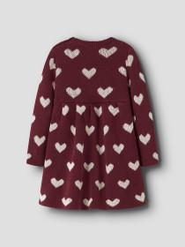 NAME IT Strik Kjole Oana Burgundy Peyote Heart