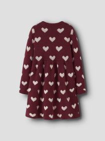 NAME IT Strik Kjole Oana Burgundy Peyote Heart