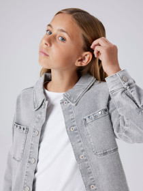 NAME IT Denim Schaket Everlyn Light Grey Denim Heart Studs