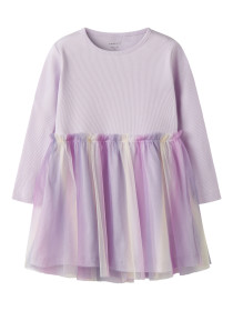 NAME IT Tyl Kjole Dotiana Lavender Fog
