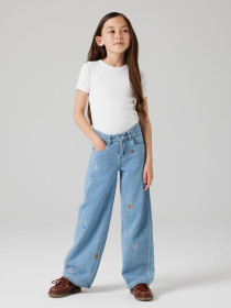 NAME IT Brede Jeans Rose Light Blue Denim Emb