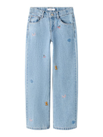 NAME IT Brede Jeans Rose Light Blue Denim Emb