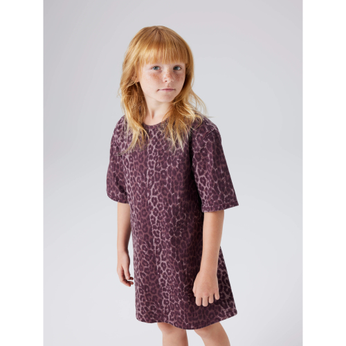 NAME IT Twill Kjole Leo Burgundy Leo billede