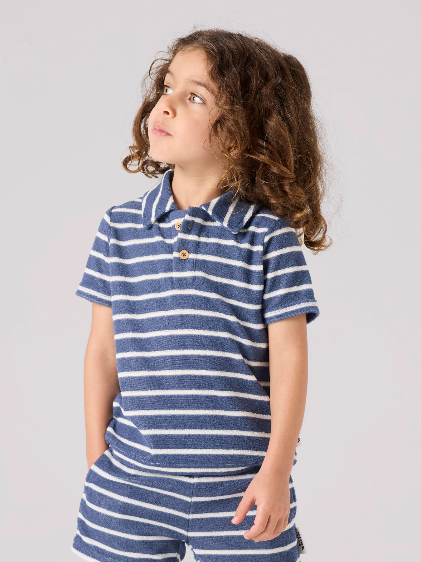 Name It Finti Terry - Børn Polo T-shirt - Blå - 116