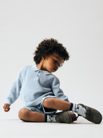 NAME IT Strik Polo Bluse Fikal Blue Fog