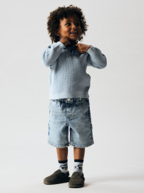 NAME IT Strik Polo Bluse Fikal Blue Fog