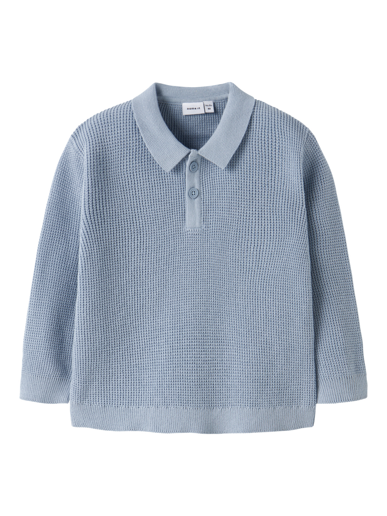 NAME IT Strik Polo Bluse Fikal Blue Fog billede
