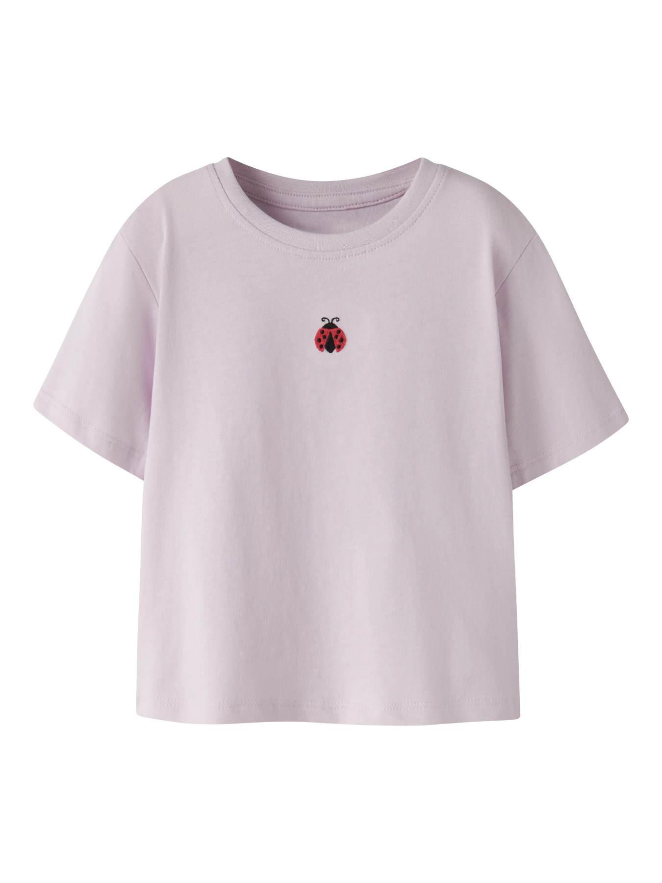 Name It T-shirt - NmfVictoria - Lavender Fog/Ladybug Embroidery