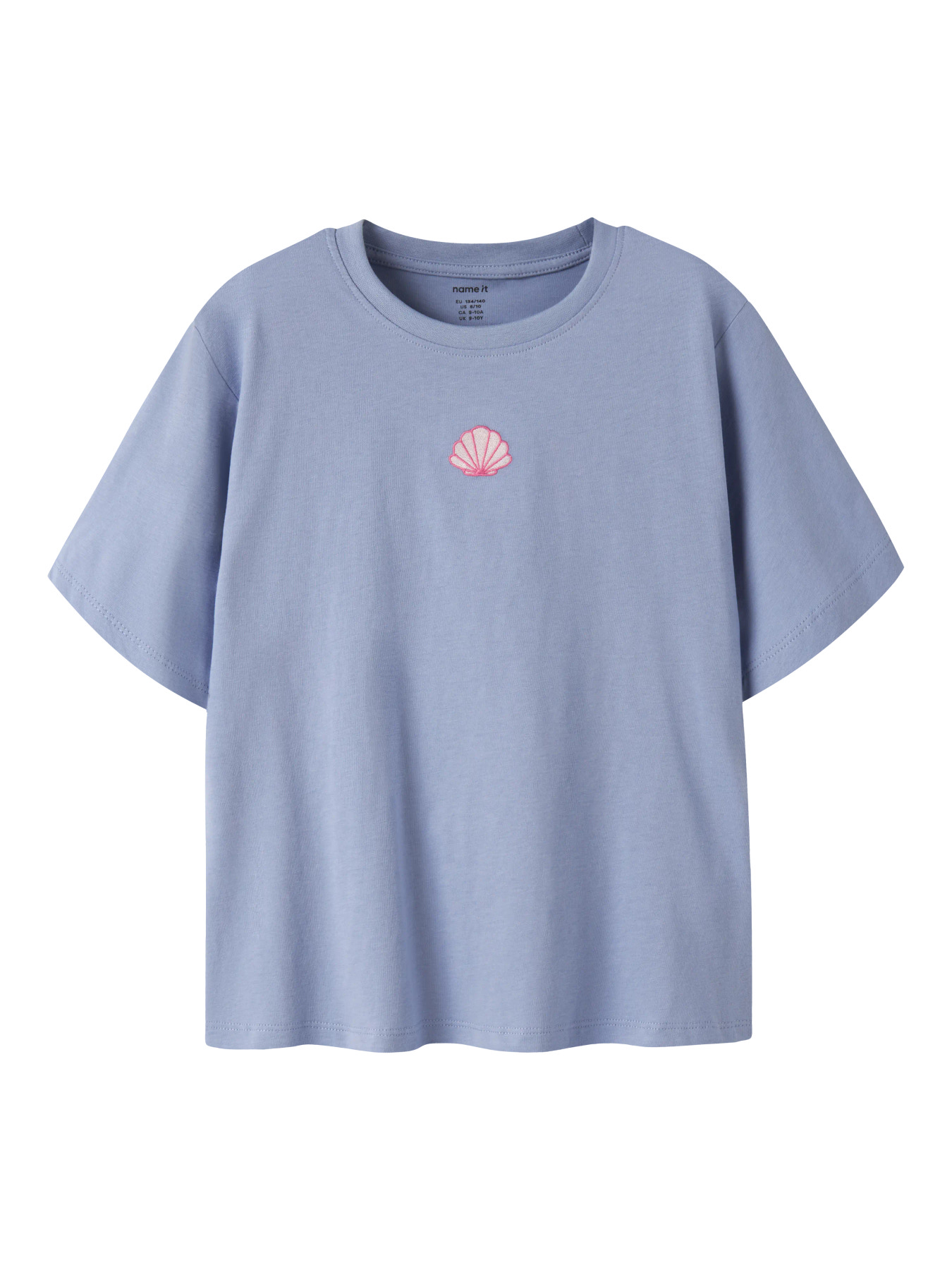 Name it T-shirt - NkfVictoria - Purple Impression/Shell Embroide