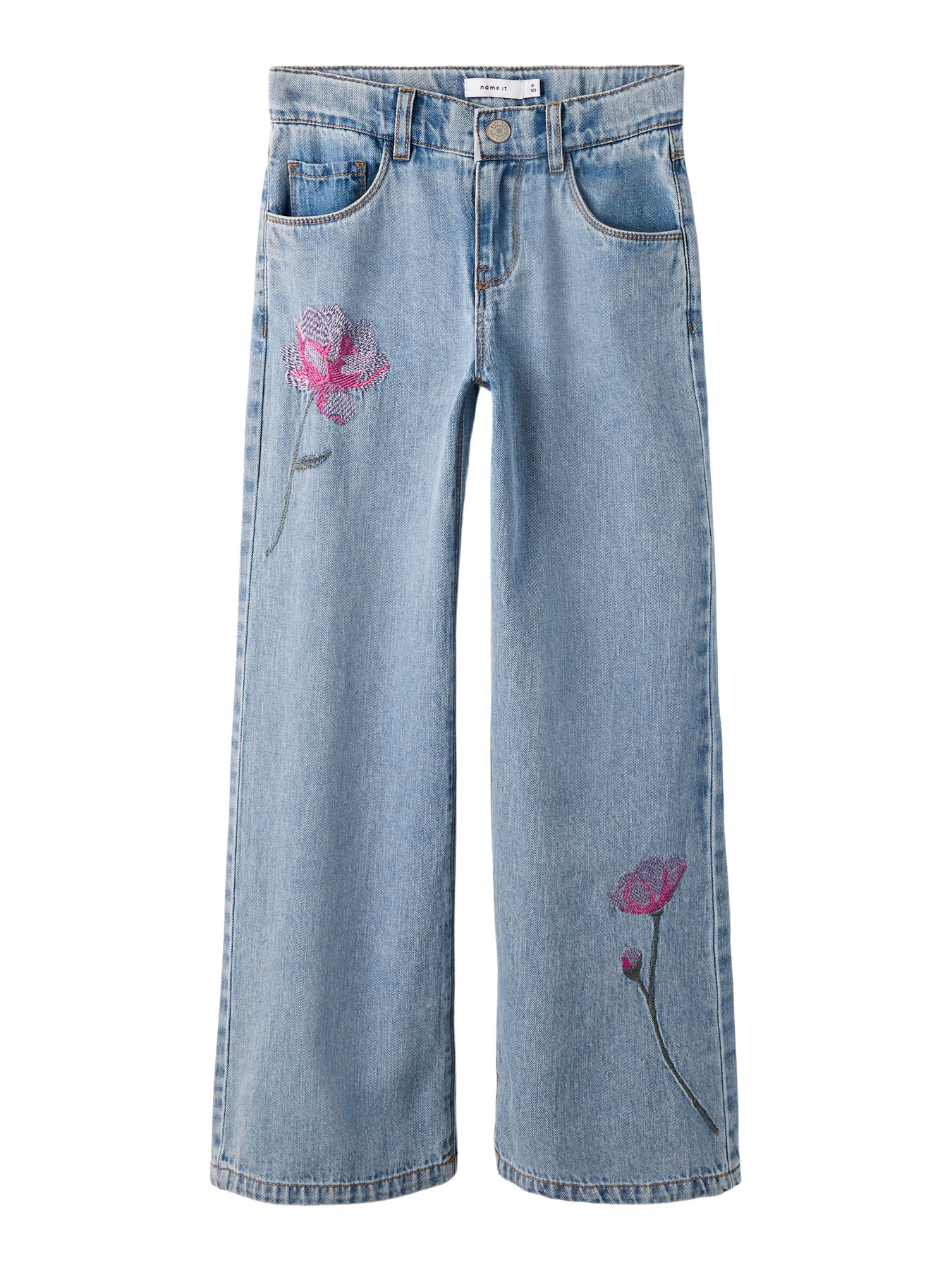 Name It Jeans - Wide - NkfRose - Light Blue Denim/Flower Emb