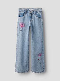 NAME IT Jeans Rose Wide Light Blue Denim Flower
