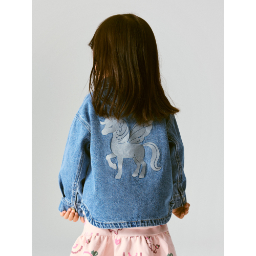 Name It Denimjakke - NmfLuna - Medium Blue Denim/Unicorn Glitter