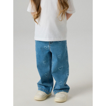 NAME IT Wide Jeans Rose Medium Blue Denim Heart