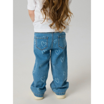NAME IT Wide Jeans Rose Medium Blue Denim Heart