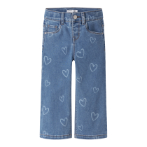 NAME IT Wide Jeans Rose Medium Blue Denim Heart