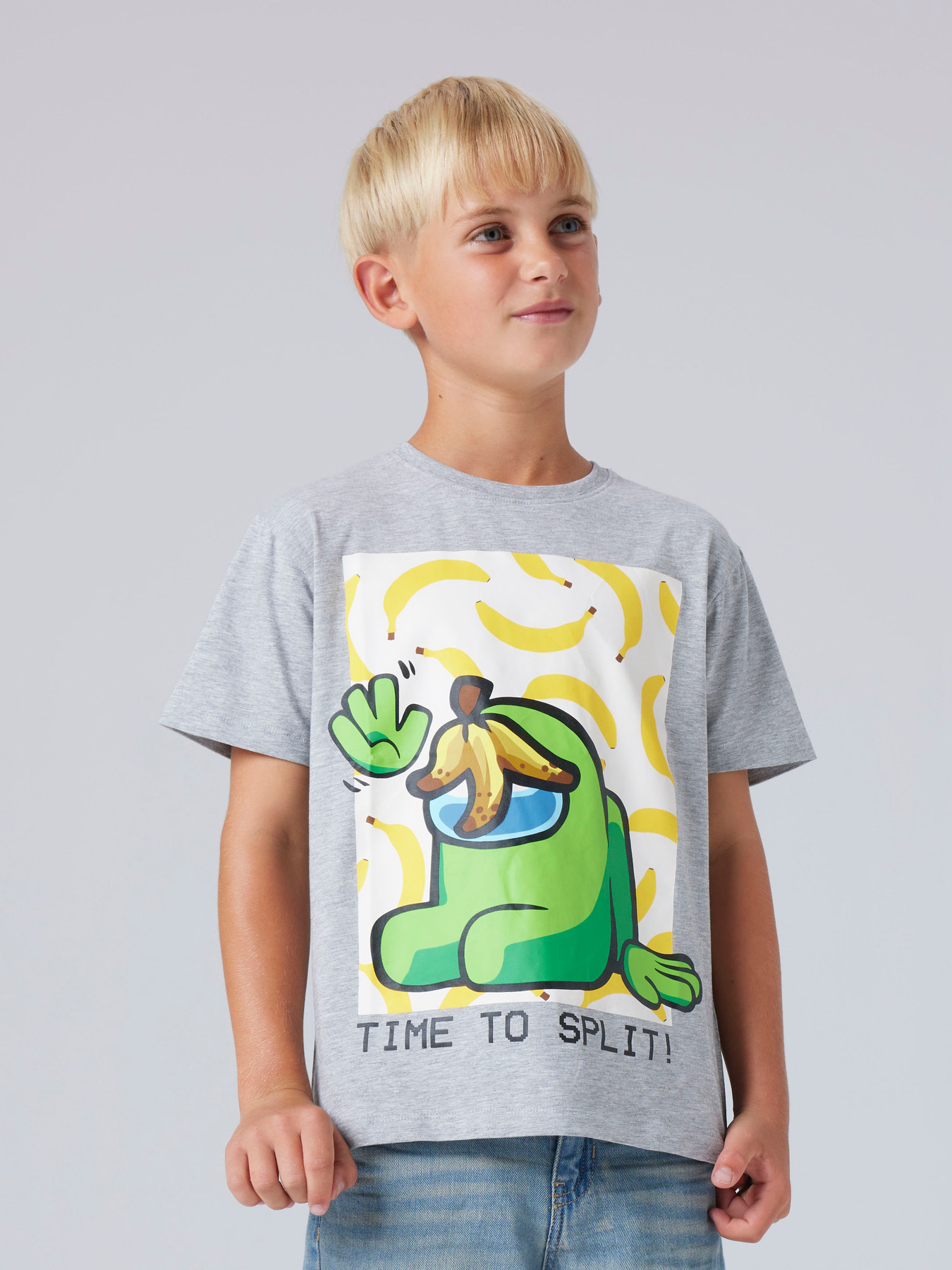 NAME IT T-shirt Adin Amongus Grey Melange