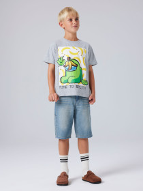 NAME IT T-shirt Adin Amongus Grey Melange