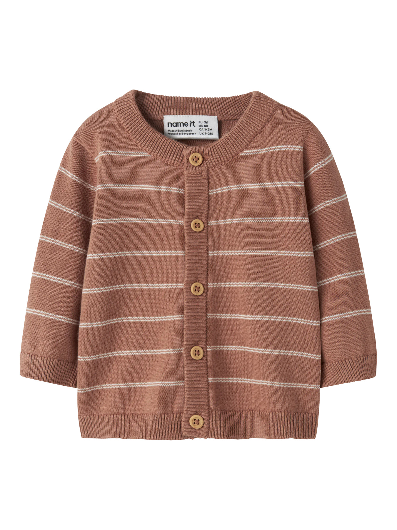 Name It Strikcardigan Mocha Mousse Med Striber - Str. 1m 56cm