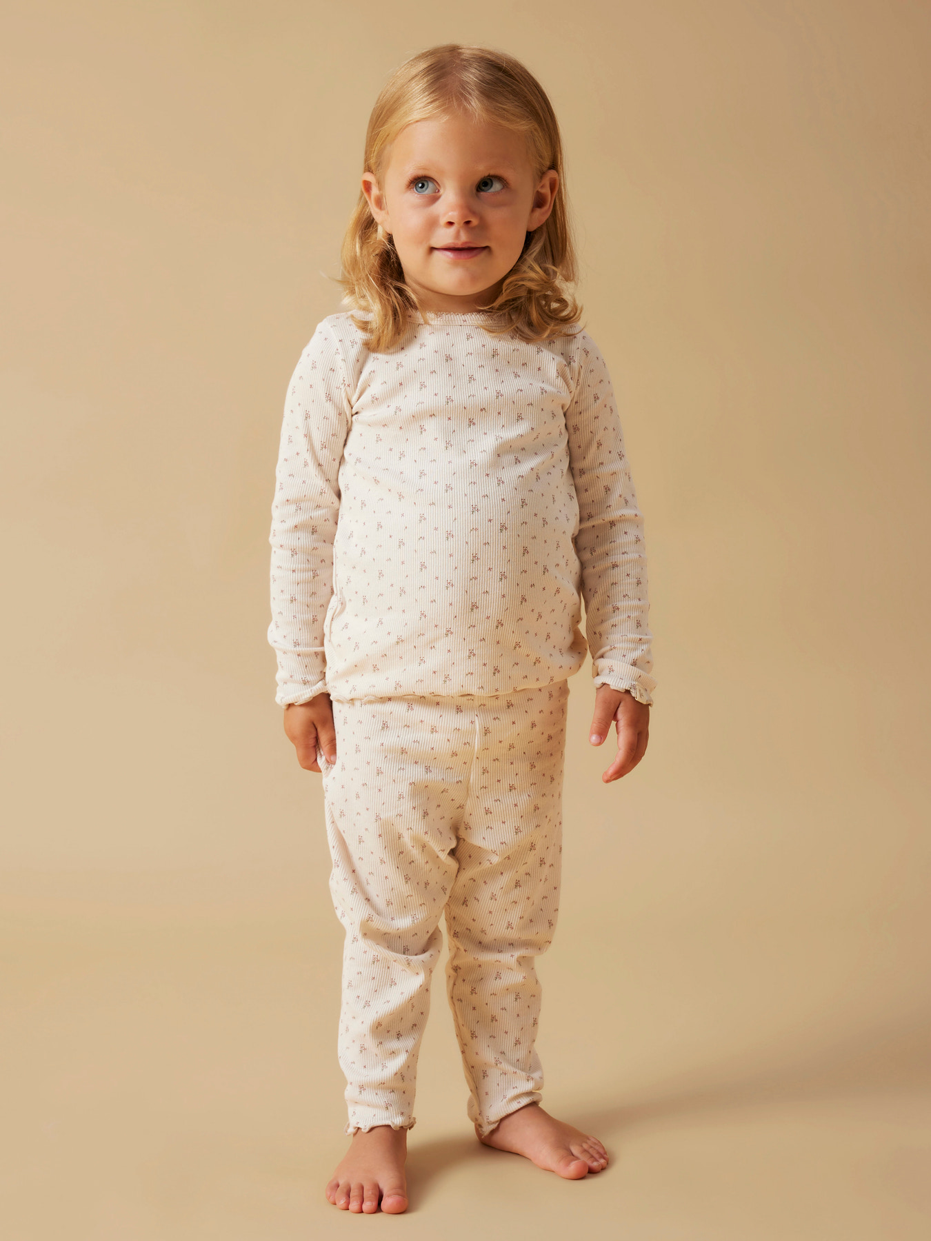 Lil' Atelier Pyjamas Almost Mauve Med Blomsterprint - Str. 2y 92cm
