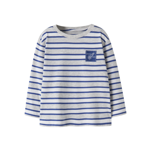 Name It Bluse - NmmKristian - Light Grey Melange/Deep Ultramarin