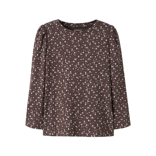 Name It Bluse - NmfNicole - Rib - Slim - Shopping Bag m. Blomste