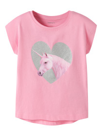 NAME IT T-shirt Votia Pink Drink Glitter Unicorn