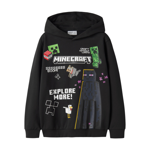 Name It Hoodie Black Med Minecraft Print - Str. 7-8y 122/128cm