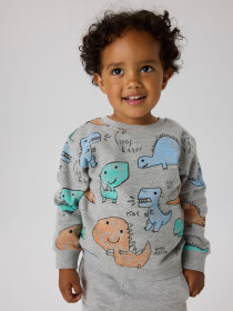 NAME IT Sweatshirt Sikko Alle Over Print Grey Melange