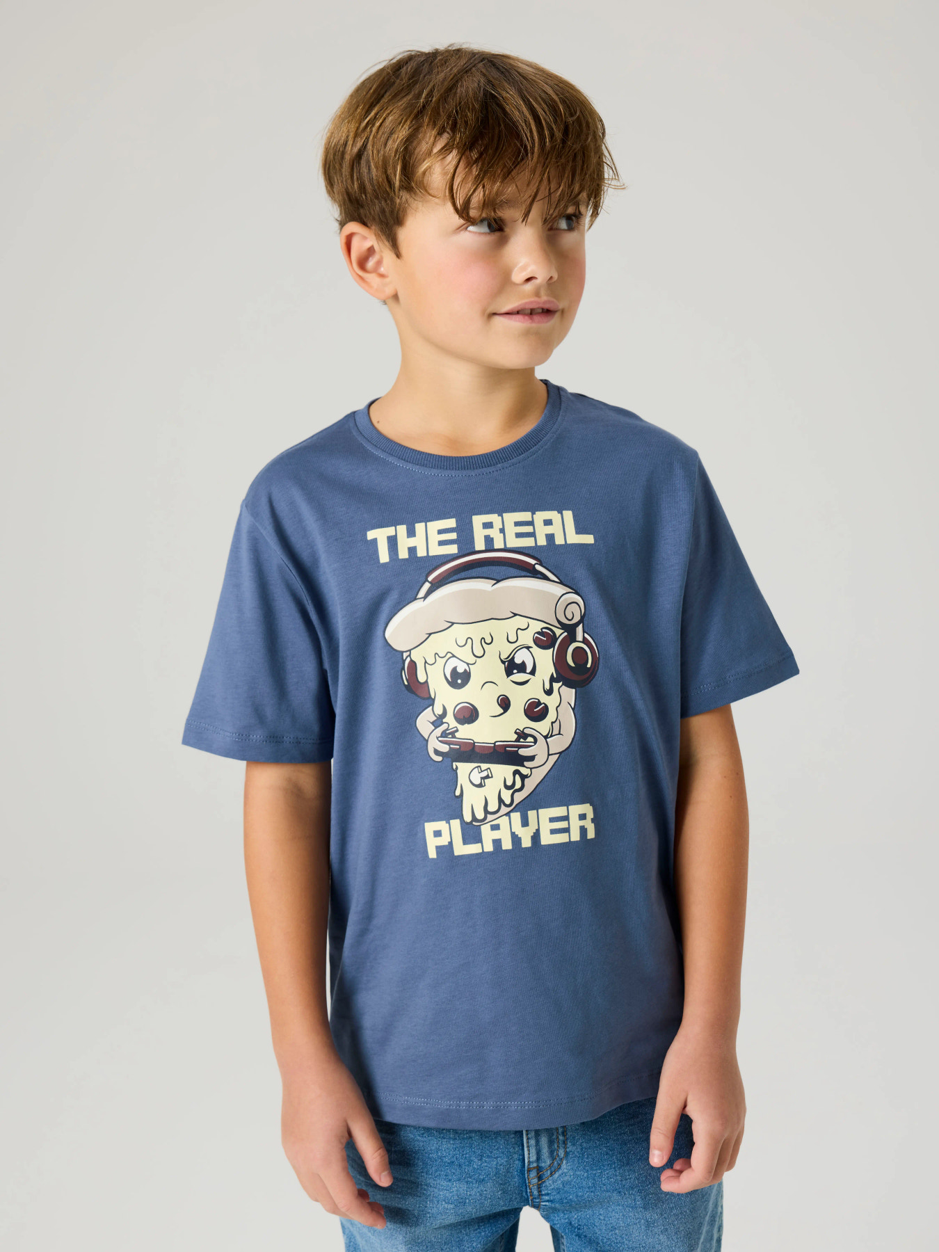 Name It T-shirt - NkmVictor - Vintage Indigo/Pizza Gamer