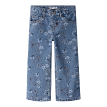 NAME IT Wide Jeans Rose Medium Blue Denim Flower