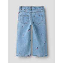 NAME IT Wide Jeans Rose Medium Blue Denim Flower 