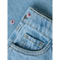 NAME IT Wide Jeans Rose Medium Blue Denim Flower 