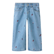 NAME IT Wide Jeans Rose Medium Blue Denim Flower 