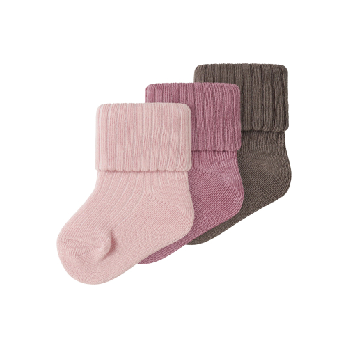 Name It Strømper - 3-pak - NbfNobba - Lilas/Lotus/Brown Lentil