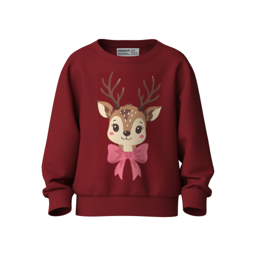Name It Bluse - NmfVertrud - Red Dahlia/Reindeer Bow