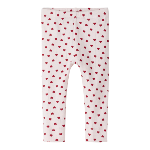 Name It Leggings - Pointelle - NbfHilary - Mauve Morn m. Hjerter