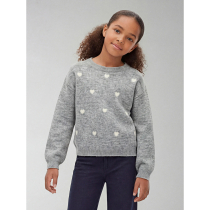 NAME IT Striktrøje Ogusse Grey Melange Hearts In Birch