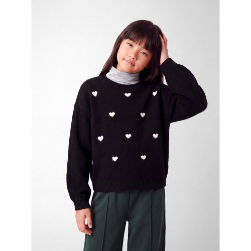 Name it Bluse - Strik - NKFOGUSSE - Black/Hearts in birch