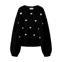 NAME IT Striktrøje Ogusse Black Hearts In Birch