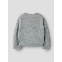 NAME IT Striktrøje Ogusse Grey Melange Birch Hearts