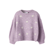 NAME IT Striktrøje Ogusse Mauve Shadows Birch Hearts