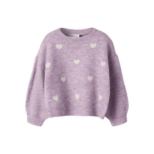 Name it Bluse - Strik - NmfOgusse - Mauve Shadows/Birch Hearts