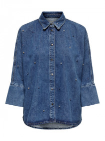 ONLY Denim Skjorte Rhinestone Grace Medium Blue Denim