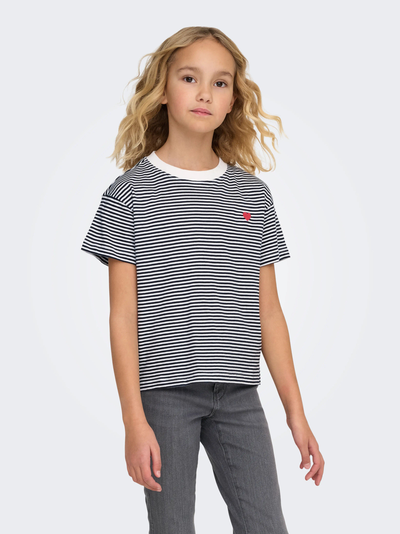 Kids Only T-shirt - KogPisa - Cloud Dancer/Sky Captain Y/D Strip