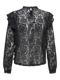 ONLY Blonde Bluse Karo Lace Black