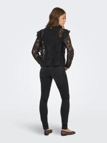 ONLY Blonde Bluse Karo Lace Black