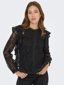 ONLY Blonde Bluse Karo Lace Black